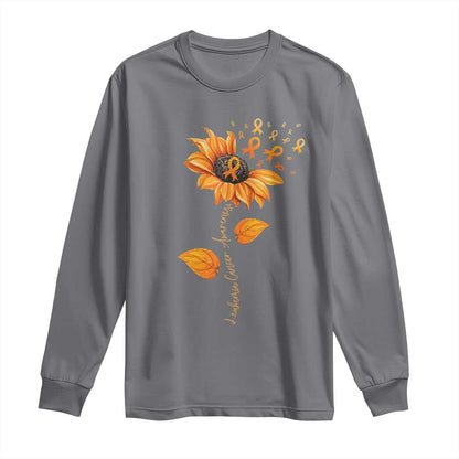 Leukemia Cancer Support Sunflower Orange Ribbon Long Sleeve Shirt
