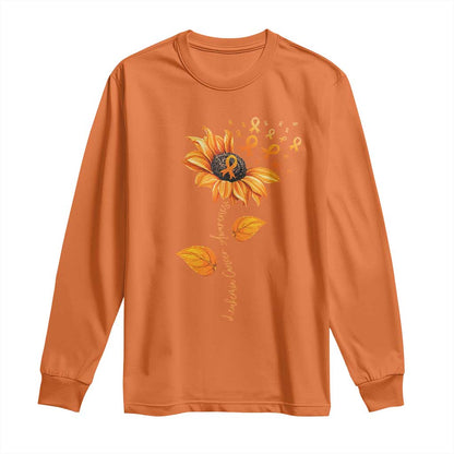 Leukemia Cancer Support Sunflower Orange Ribbon Long Sleeve Shirt