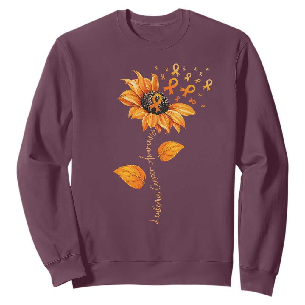Leukemia Cancer Support Sunflower Orange Ribbon Sweatshirt