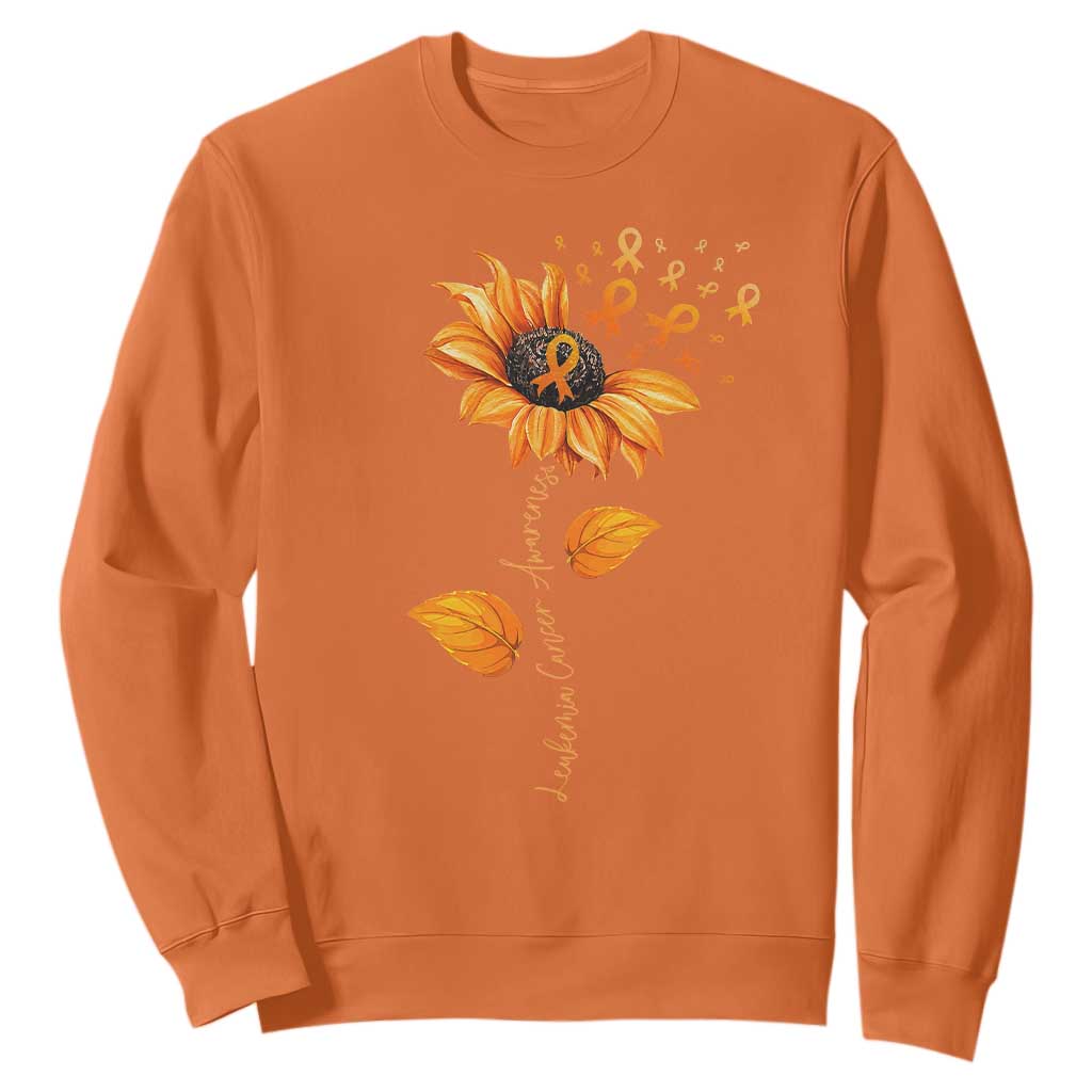 Leukemia Cancer Support Sunflower Orange Ribbon Sweatshirt