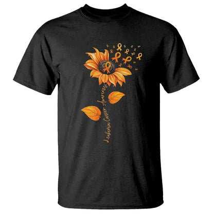 Leukemia Cancer Support Sunflower Orange Ribbon T Shirt