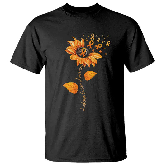 Leukemia Cancer Support Sunflower Orange Ribbon T Shirt