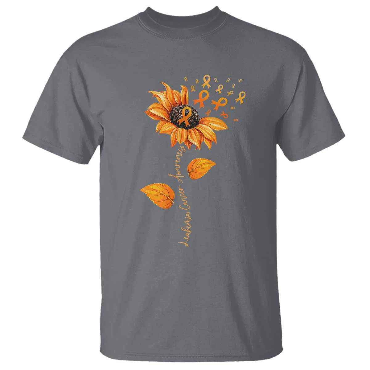 Leukemia Cancer Support Sunflower Orange Ribbon T Shirt