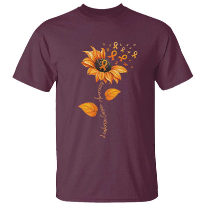 Leukemia Cancer Support Sunflower Orange Ribbon T Shirt