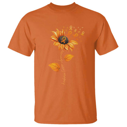Leukemia Cancer Support Sunflower Orange Ribbon T Shirt