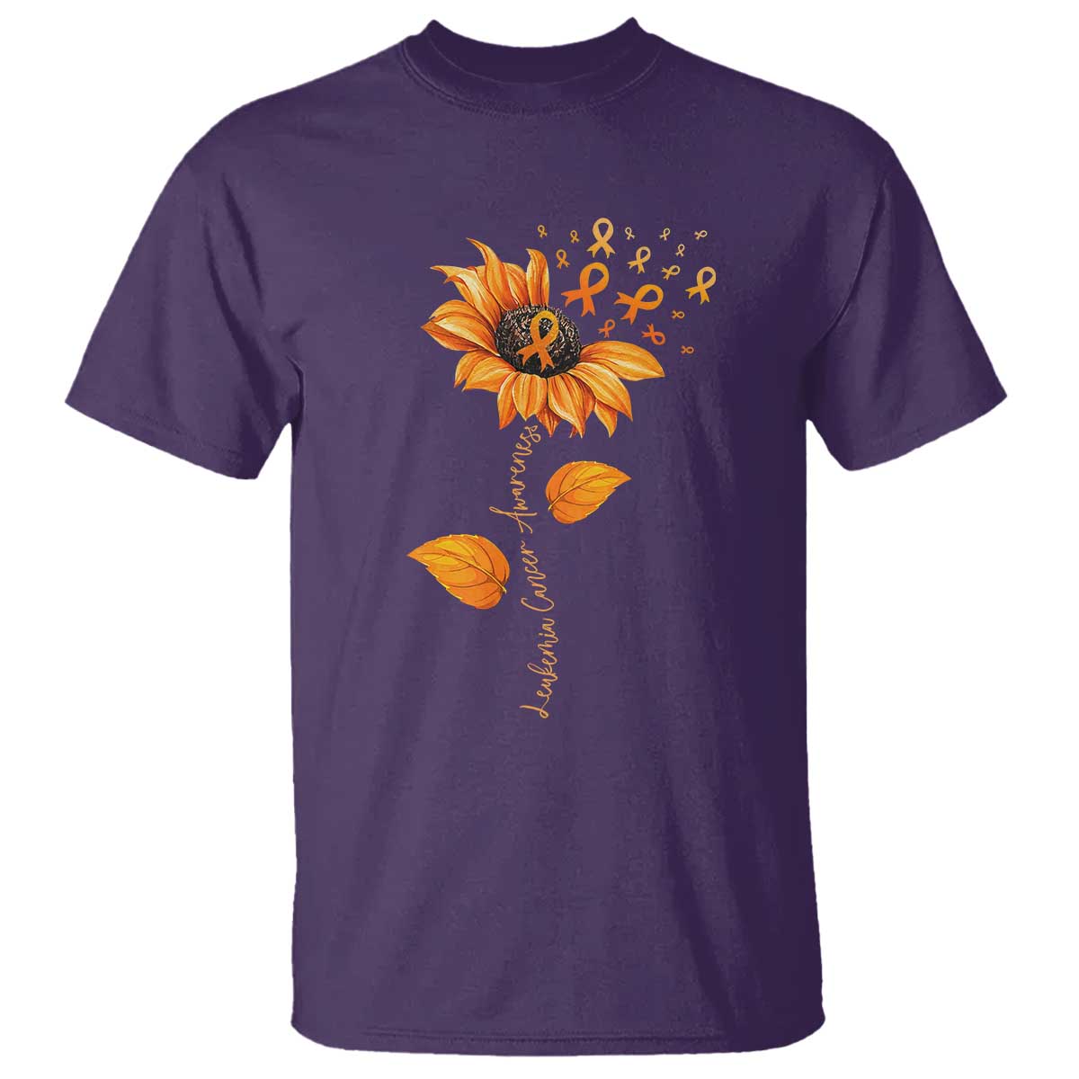 Leukemia Cancer Support Sunflower Orange Ribbon T Shirt