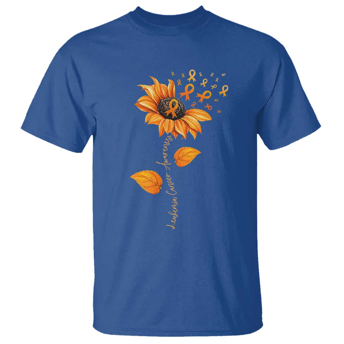 Leukemia Cancer Support Sunflower Orange Ribbon T Shirt