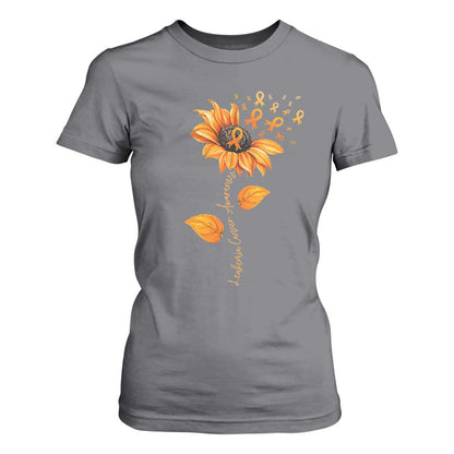 Leukemia Cancer Support Sunflower Orange Ribbon T Shirt For Women