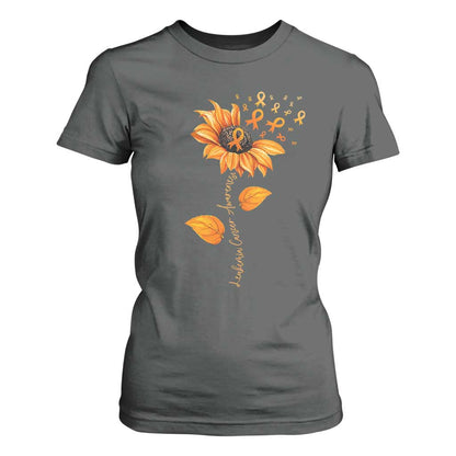 Leukemia Cancer Support Sunflower Orange Ribbon T Shirt For Women