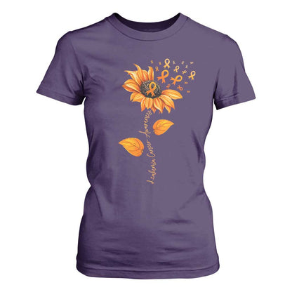 Leukemia Cancer Support Sunflower Orange Ribbon T Shirt For Women