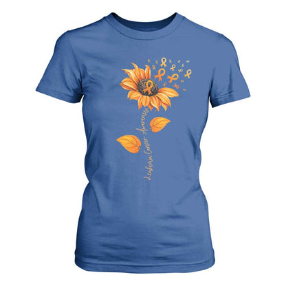 Leukemia Cancer Support Sunflower Orange Ribbon T Shirt For Women