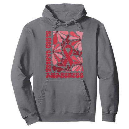 Blood Cancer Support Hoodie Red Ribbon 60s 70s Retro Groovy Flower