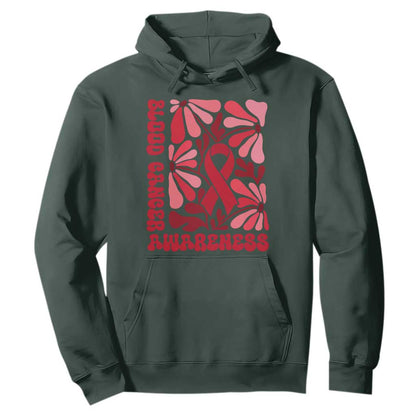 Blood Cancer Support Hoodie Red Ribbon 60s 70s Retro Groovy Flower