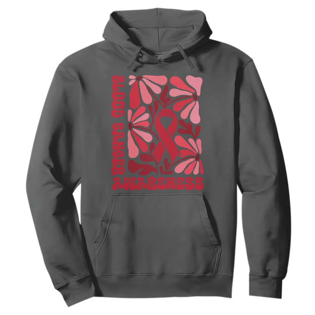 Blood Cancer Support Hoodie Red Ribbon 60s 70s Retro Groovy Flower