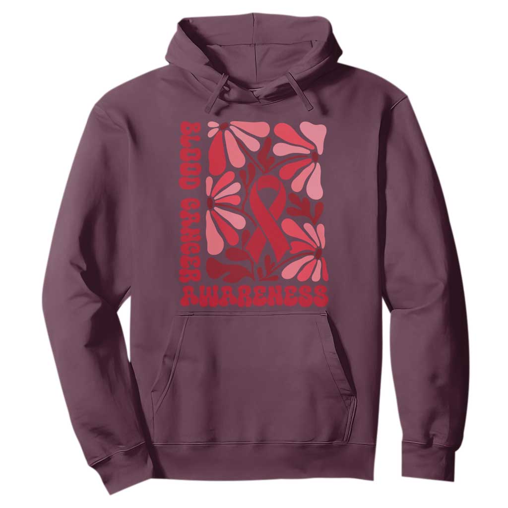 Blood Cancer Support Hoodie Red Ribbon 60s 70s Retro Groovy Flower