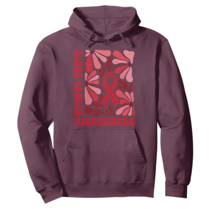 Blood Cancer Support Hoodie Red Ribbon 60s 70s Retro Groovy Flower