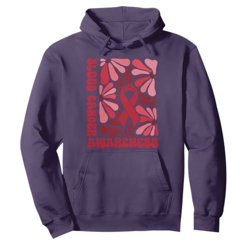 Blood Cancer Support Hoodie Red Ribbon 60s 70s Retro Groovy Flower