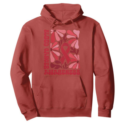 Blood Cancer Support Hoodie Red Ribbon 60s 70s Retro Groovy Flower