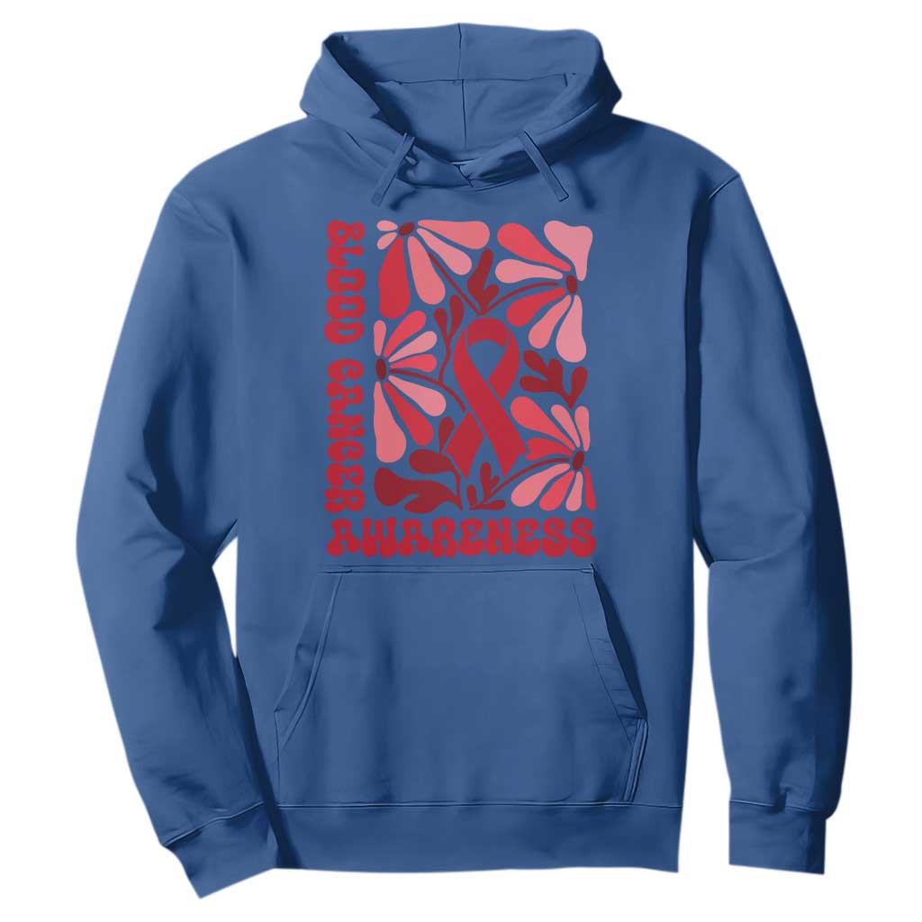 Blood Cancer Support Hoodie Red Ribbon 60s 70s Retro Groovy Flower