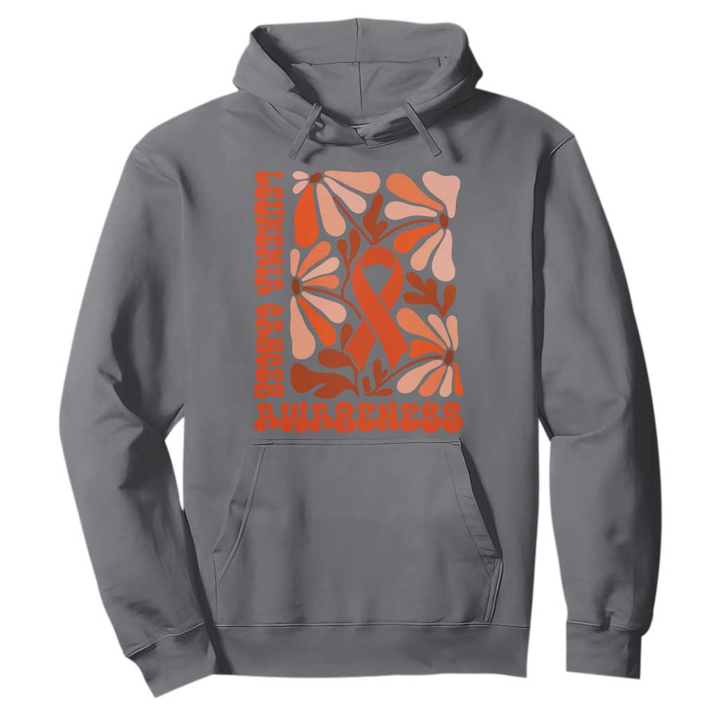 Leukemia Cancer Support Hoodie Orange Ribbon 60s 70s Retro Groovy Flower