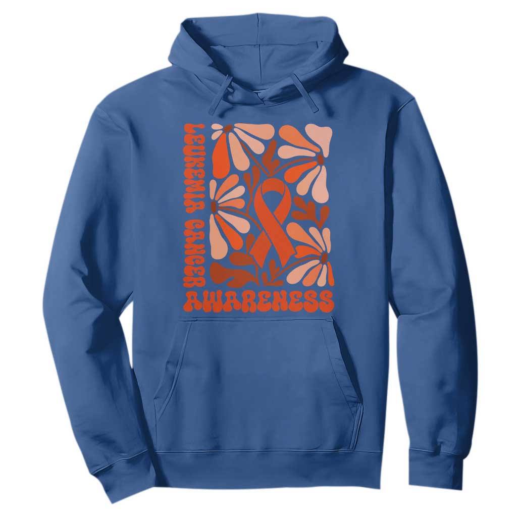 Leukemia Cancer Support Hoodie Orange Ribbon 60s 70s Retro Groovy Flower