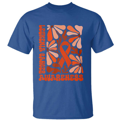 Leukemia Cancer Support T Shirt Orange Ribbon 60s 70s Retro Groovy Flower