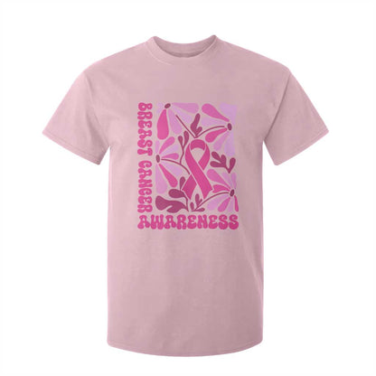 Breast Cancer Support T Shirt For Kid Pink Ribbon 60s 70s Retro Groovy Flower