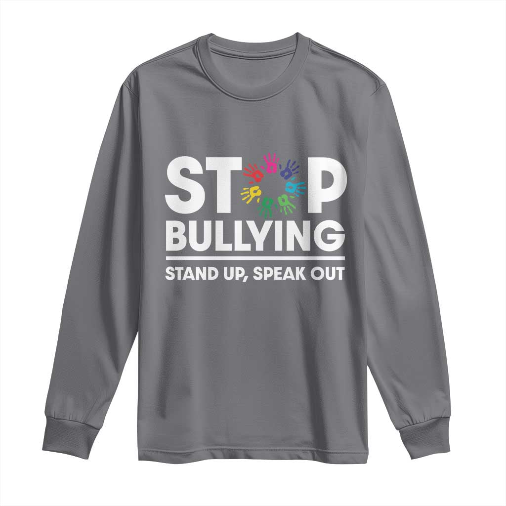 Unity Day Long Sleeve Shirt Stop Bullying Stand Up Speak Out Hand Prints Bullying Prevention