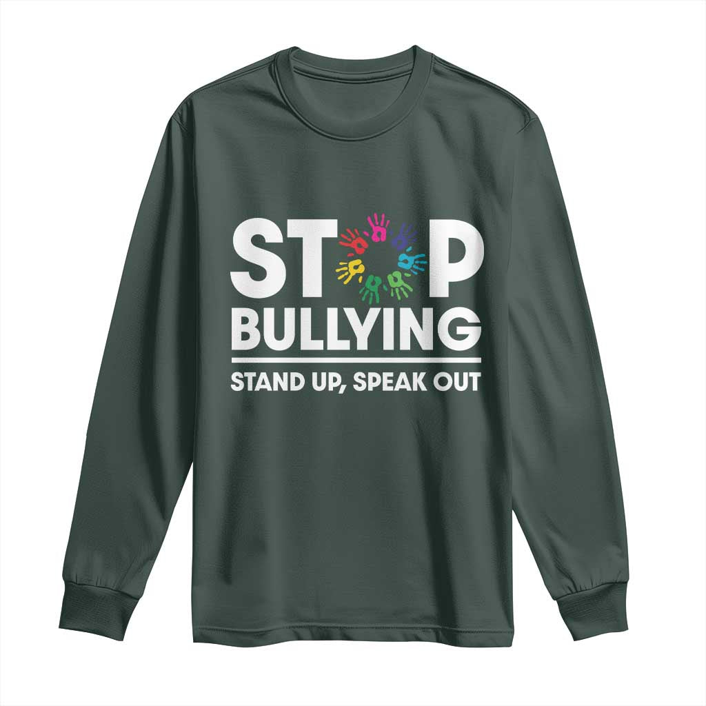 Unity Day Long Sleeve Shirt Stop Bullying Stand Up Speak Out Hand Prints Bullying Prevention