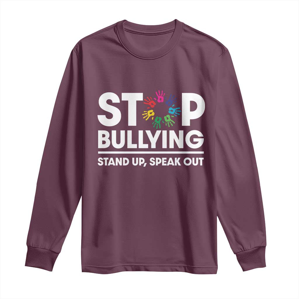 Unity Day Long Sleeve Shirt Stop Bullying Stand Up Speak Out Hand Prints Bullying Prevention
