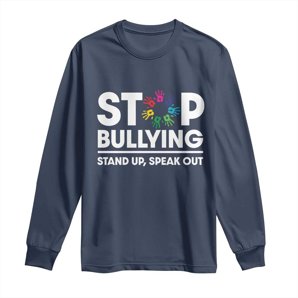 Unity Day Long Sleeve Shirt Stop Bullying Stand Up Speak Out Hand Prints Bullying Prevention