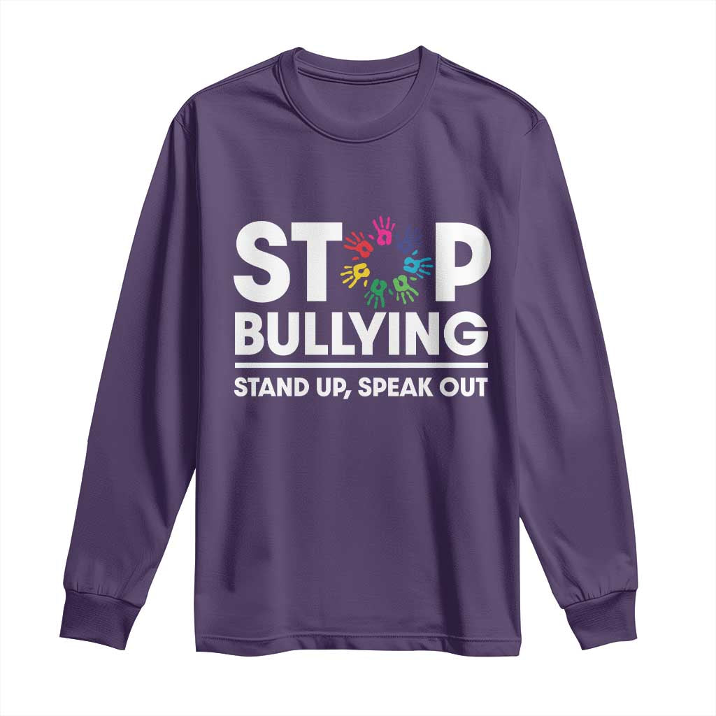 Unity Day Long Sleeve Shirt Stop Bullying Stand Up Speak Out Hand Prints Bullying Prevention