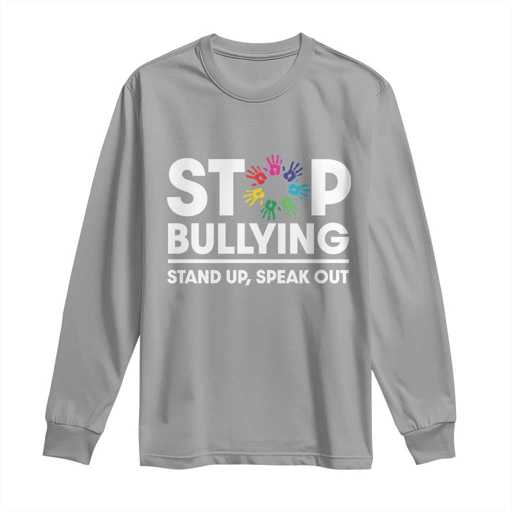 Unity Day Long Sleeve Shirt Stop Bullying Stand Up Speak Out Hand Prints Bullying Prevention