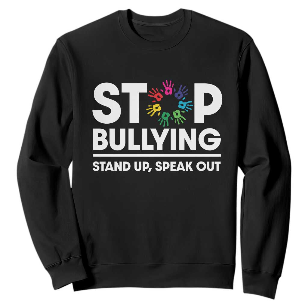 Unity Day Sweatshirt Stop Bullying Stand Up Speak Out Hand Prints Bullying Prevention