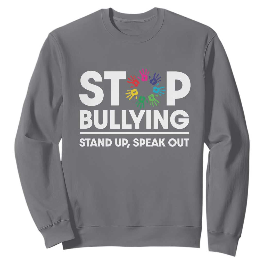 Unity Day Sweatshirt Stop Bullying Stand Up Speak Out Hand Prints Bullying Prevention