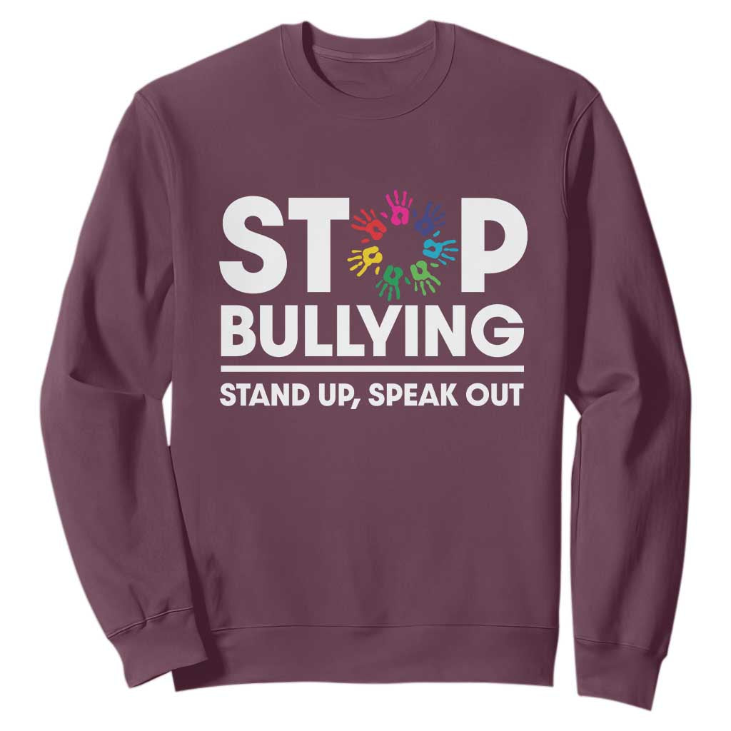 Unity Day Sweatshirt Stop Bullying Stand Up Speak Out Hand Prints Bullying Prevention