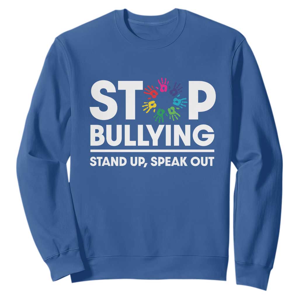 Unity Day Sweatshirt Stop Bullying Stand Up Speak Out Hand Prints Bullying Prevention