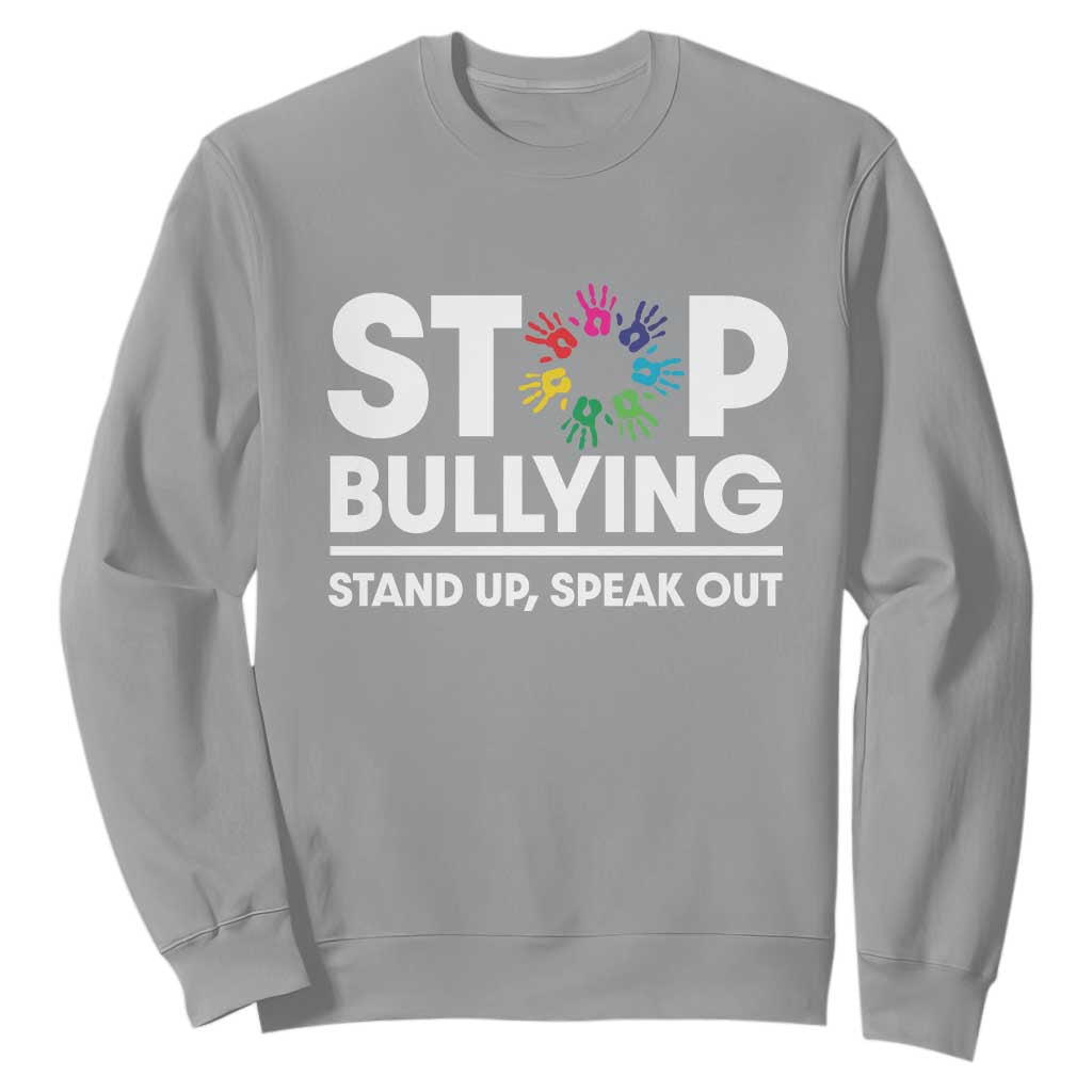 Unity Day Sweatshirt Stop Bullying Stand Up Speak Out Hand Prints Bullying Prevention