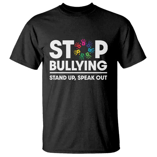 Unity Day T Shirt Stop Bullying Stand Up Speak Out Hand Prints Bullying Prevention