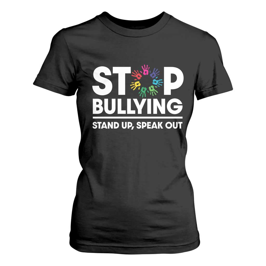 Unity Day T Shirt For Women Stop Bullying Stand Up Speak Out Hand Prints Bullying Prevention