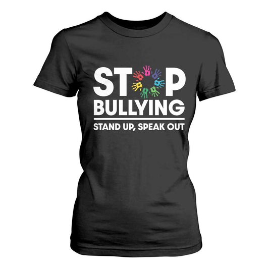 Unity Day T Shirt For Women Stop Bullying Stand Up Speak Out Hand Prints Bullying Prevention