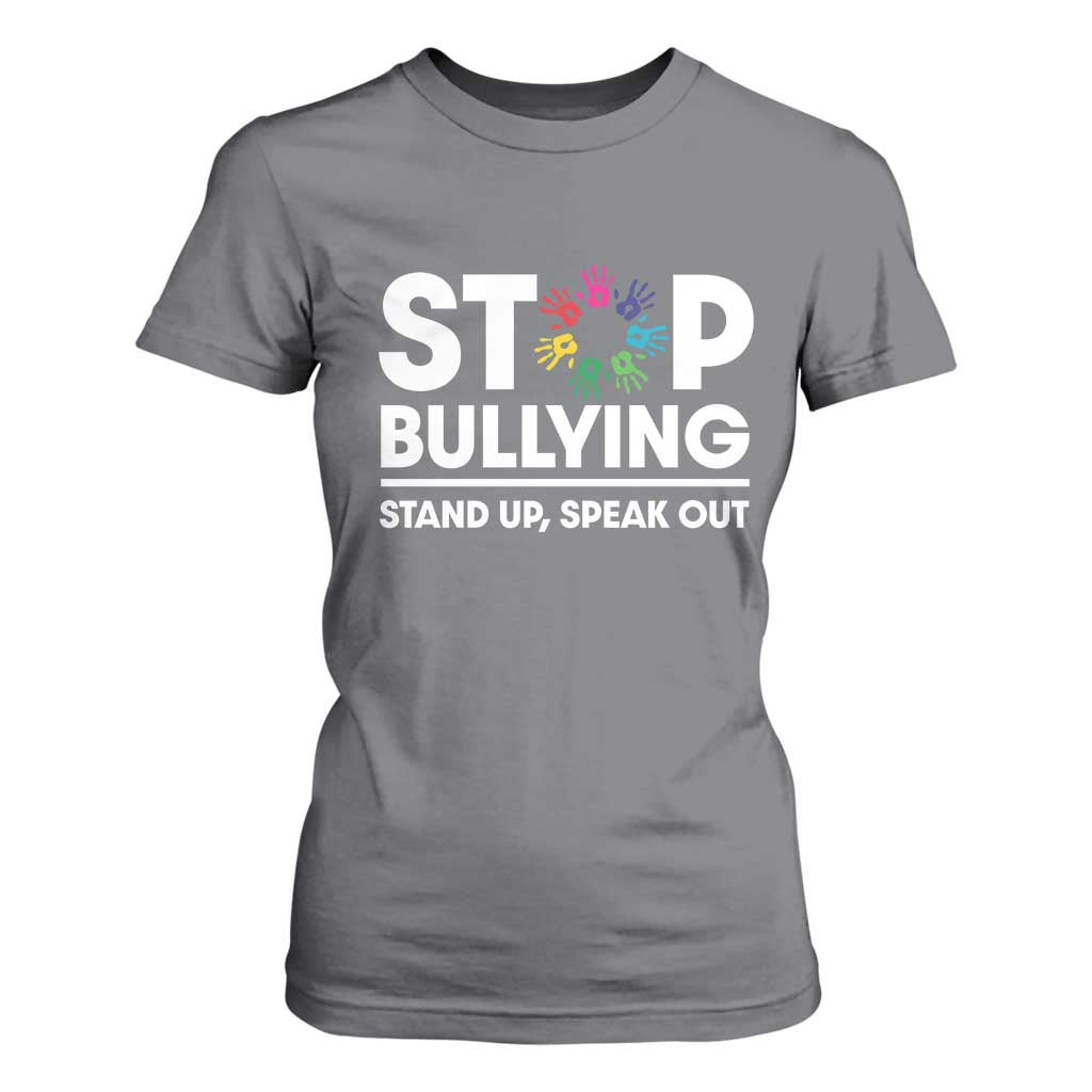 Unity Day T Shirt For Women Stop Bullying Stand Up Speak Out Hand Prints Bullying Prevention