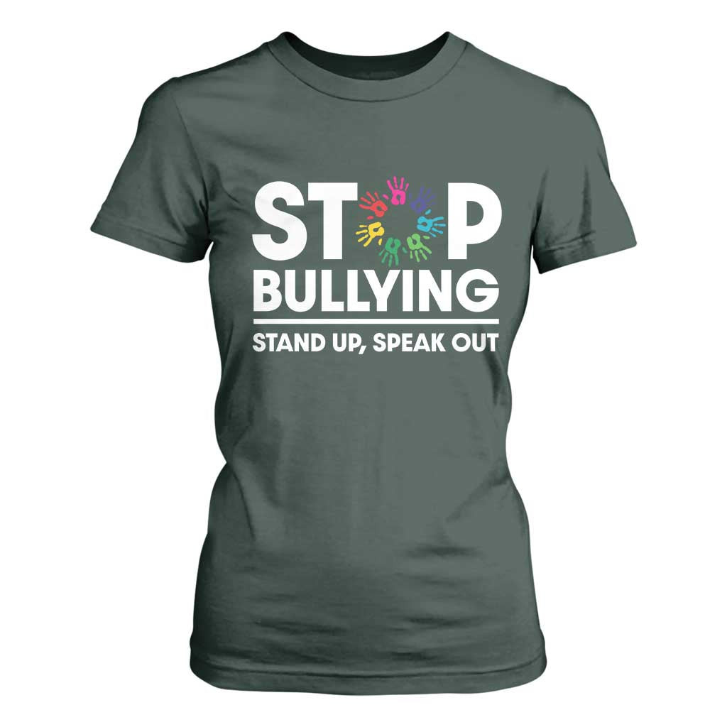 Unity Day T Shirt For Women Stop Bullying Stand Up Speak Out Hand Prints Bullying Prevention