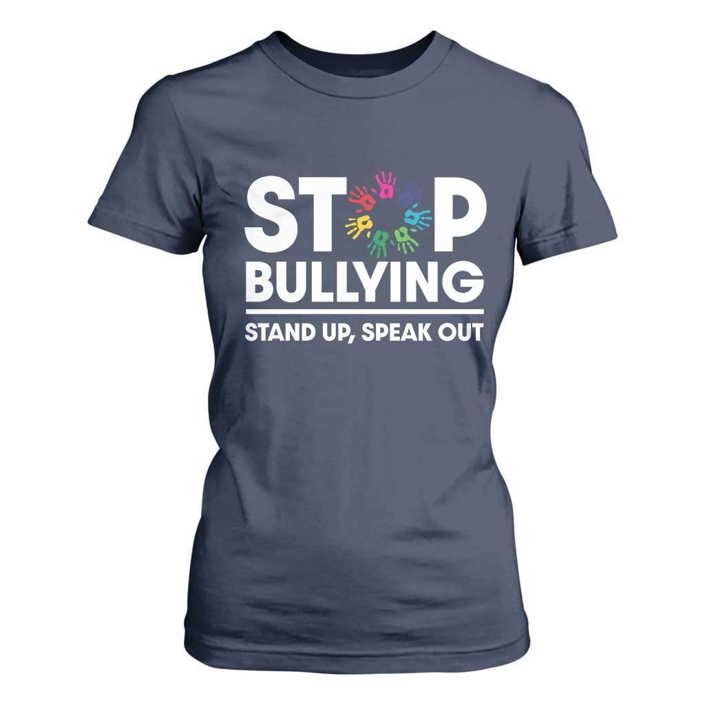 Unity Day T Shirt For Women Stop Bullying Stand Up Speak Out Hand Prints Bullying Prevention