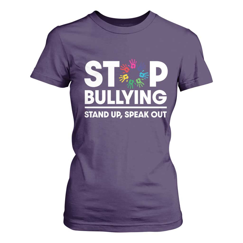 Unity Day T Shirt For Women Stop Bullying Stand Up Speak Out Hand Prints Bullying Prevention