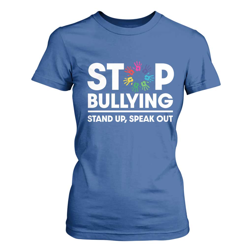 Unity Day T Shirt For Women Stop Bullying Stand Up Speak Out Hand Prints Bullying Prevention