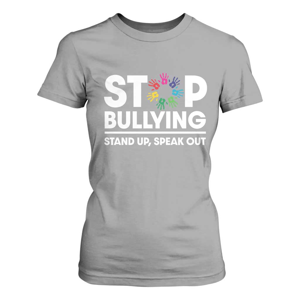 Unity Day T Shirt For Women Stop Bullying Stand Up Speak Out Hand Prints Bullying Prevention