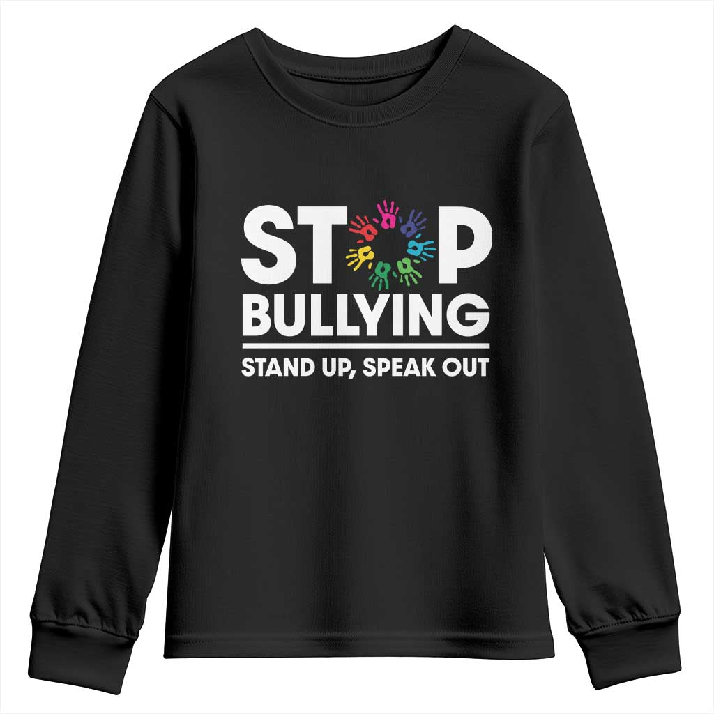 Unity Day Youth Sweatshirt Stop Bullying Stand Up Speak Out Hand Prints Bullying Prevention