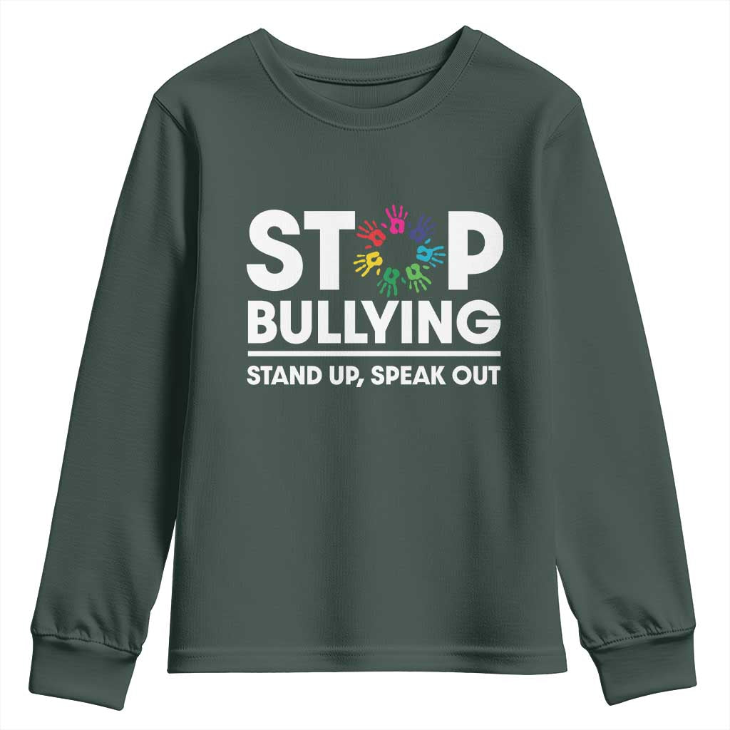 Unity Day Youth Sweatshirt Stop Bullying Stand Up Speak Out Hand Prints Bullying Prevention