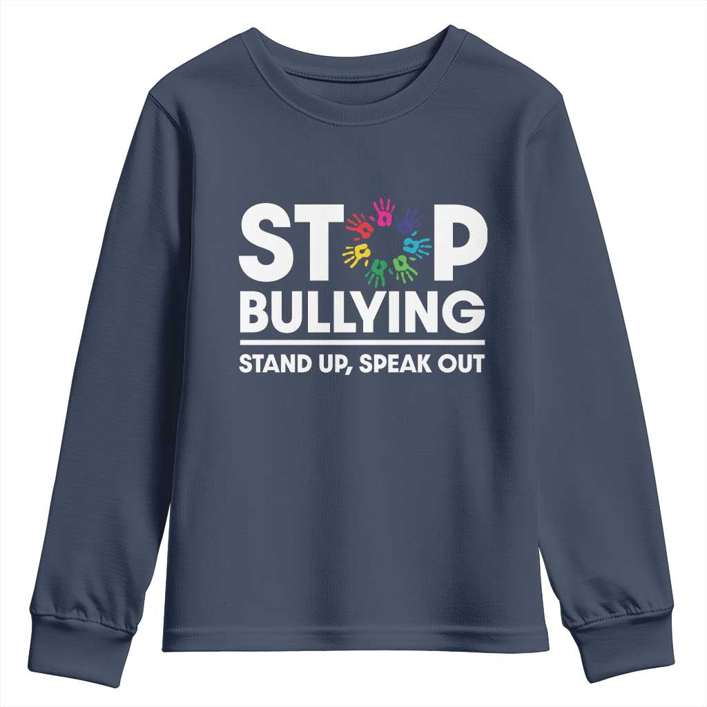 Unity Day Youth Sweatshirt Stop Bullying Stand Up Speak Out Hand Prints Bullying Prevention